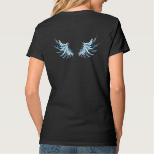 T-shirt Blue Glowing Angel Wings on black background