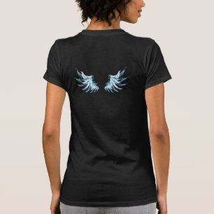 T-shirt Blue Glowing Angel Wings on black background