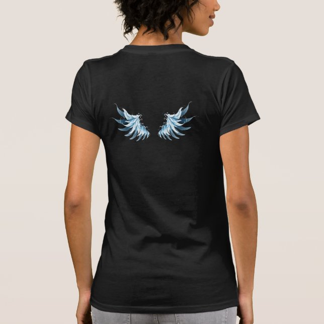 T-shirt Blue Glowing Angel Wings on black background (Dos)