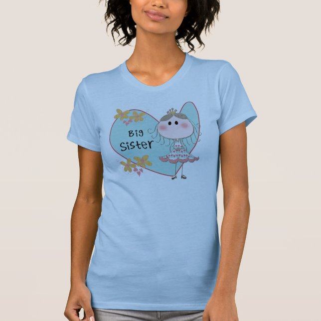 T-shirt Blue Heart Princess Big Sister (Devant)