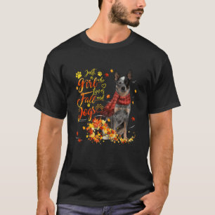 T-shirt Blue Heeler Juste Une Fille Qui Aime Chuter Et Chi