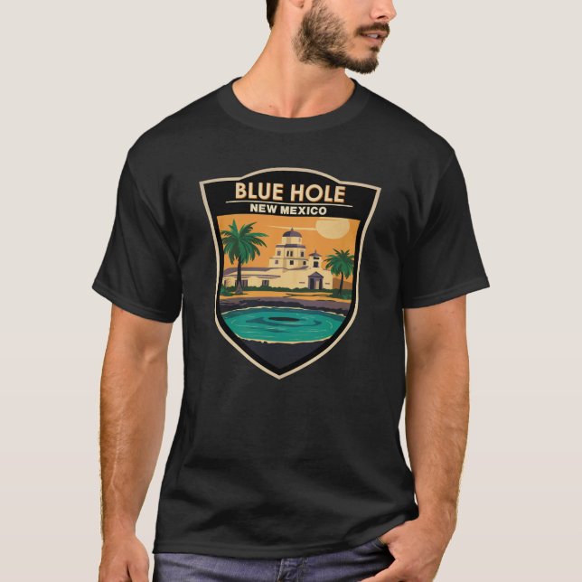 T-shirt Blue Hole New Mexico Travel Art Badge (Devant)