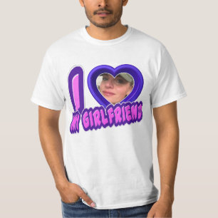 T-shirt Blue I Love My Girlfriend Photo personnalisée