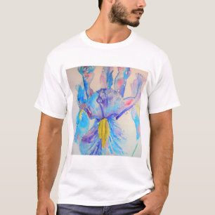 T-shirt Blue Iris Art floral Aquarelle Design