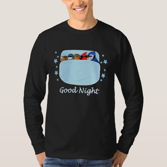 T-shirt Blue Jay Cardinal Wren Teddy Bear Bonne Nuit Pyjam (Devant)