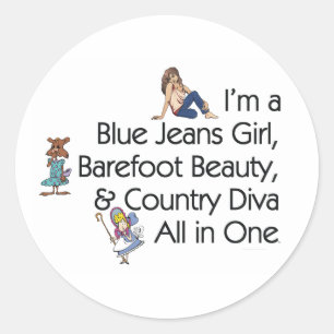 T-SHIRT Blue Jeans Girl Runder Aufkleber