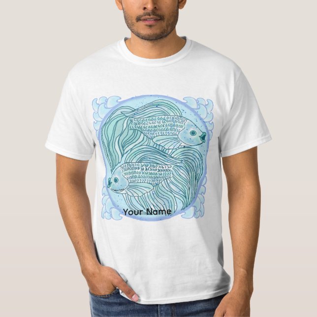 T-shirt Blue Koi Fish  (Devant)
