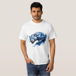 T - Shirt Blue Leopard Design Angry & Dangerous