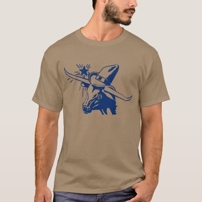 T-shirt Blue Longhorn Steer avec Casquette Cowboy (Devant)