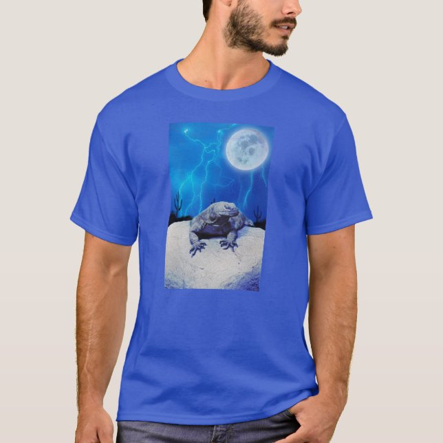 T-shirt Blue Monitor Lizard Dragon Reptile Imaginaire Art (Devant)