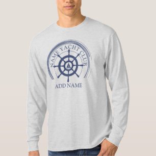 T-shirt Blue Nautical Ancre yacht club bateau marina Nom