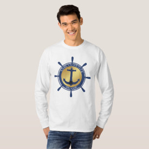 T-shirt Blue Nautical Ancre yacht club bateau marina Nom