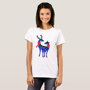 T-shirt Blue Nordic Christmas Reindeer Pair
