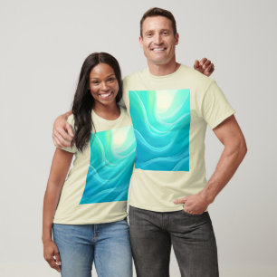 T-shirt Blue Ocean Serenity Waves Abstrait Design