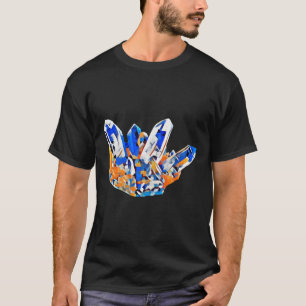 T-shirt Blue Orange Crystal Gems Rocks Art Abstrait