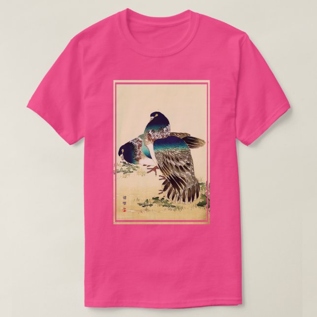 T-shirt Blue Pigeons par Kono Bairei (Design devant)