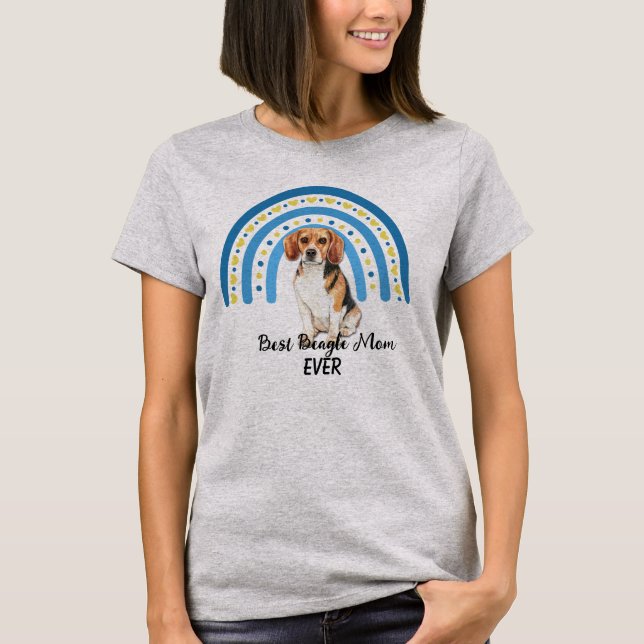 T-shirt Blue Rainbow Meilleur Beagle Maman (Devant)