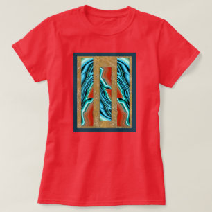 T-shirt Blue Red Agate Intarsia
