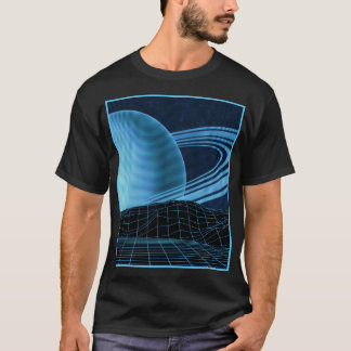 T-shirt Blue Retrowave Design Homme