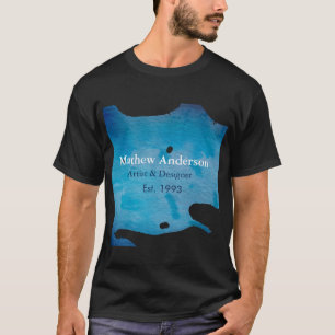 T-shirt Blue rustique aquarelle jeans texture ajouter le n