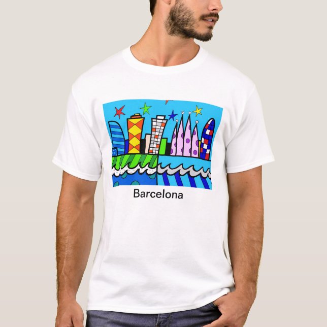 T-shirt Blue sky fun from Barcelone (Devant)