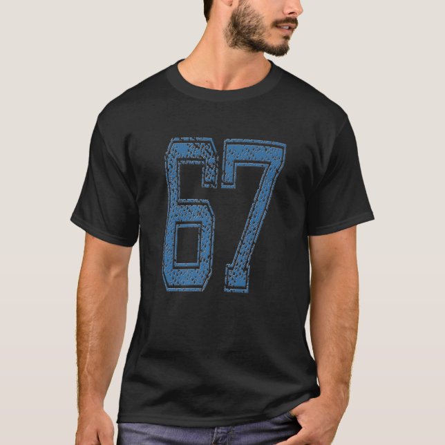 T-shirt Blue Sports Team Numéro 67/ No. Soixante-sept / An (Devant)