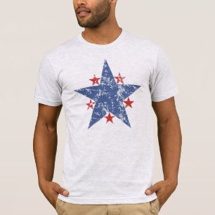 T-shirt Blue Star Red America Old Glory USA Art