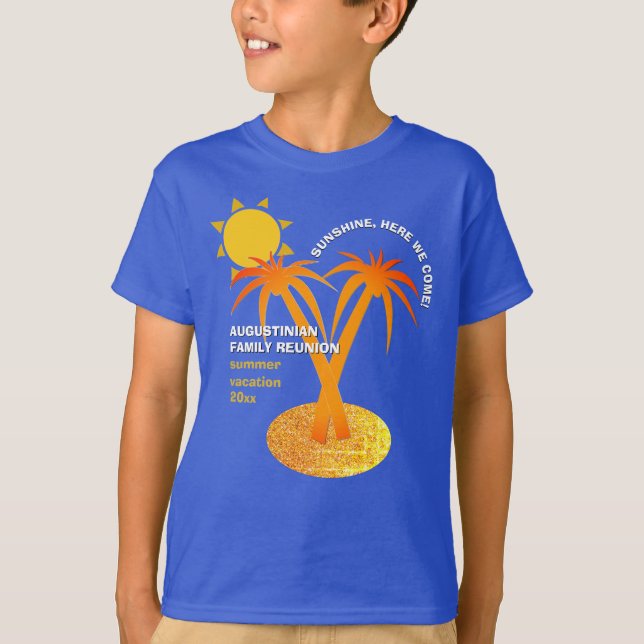 T-shirt Blue Summer Vacances Famille Réunion (Devant)