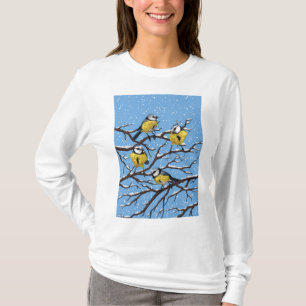 T-shirt Blue tit birds en hiver