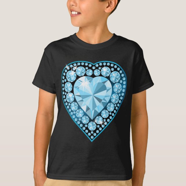 T-shirt Blue Topaz Gem Heart (Devant)