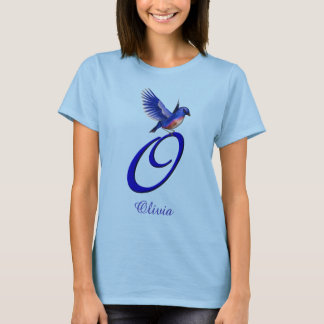 T-shirt Bluebird Monogram Initial O Elegant Personalized