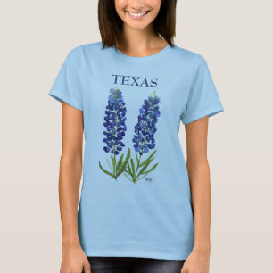 T-shirt Bluebonnets Texas Fleurs sauvages Lupine Aquarelle