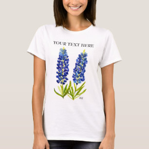 T-shirt Bluebonnets Texas State Flowers Lupine Watercolor