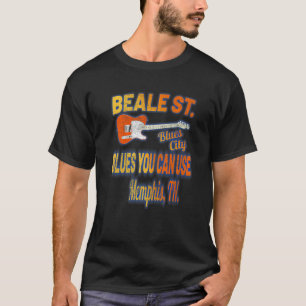 T-shirt Blues Music Memphis Beale Street Usa Guitare Vinta