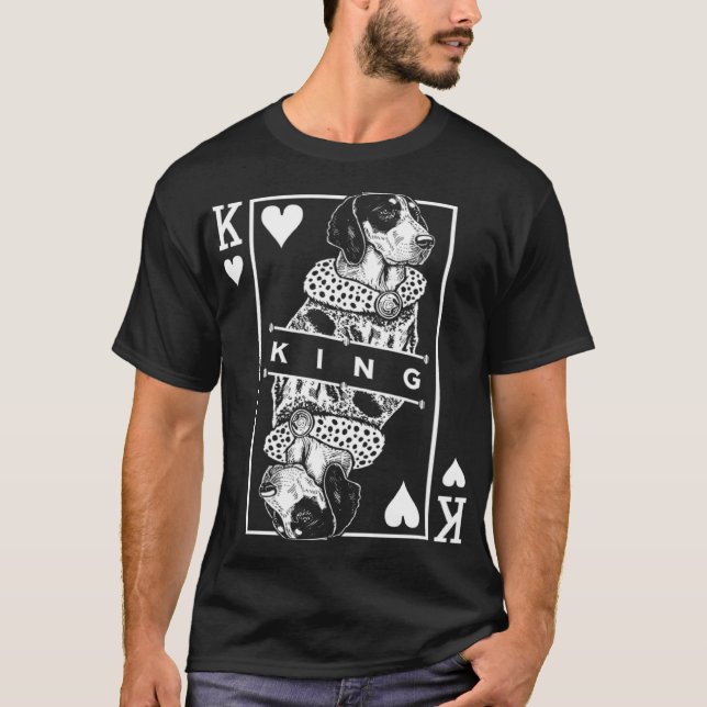 T-shirt Bluetick Coonhound King Of Hearts  Dog  Pop (Devant)