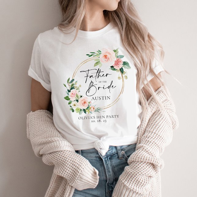 T-shirt Blush Floral Wreath Père de la mariée (Créateur téléchargé)