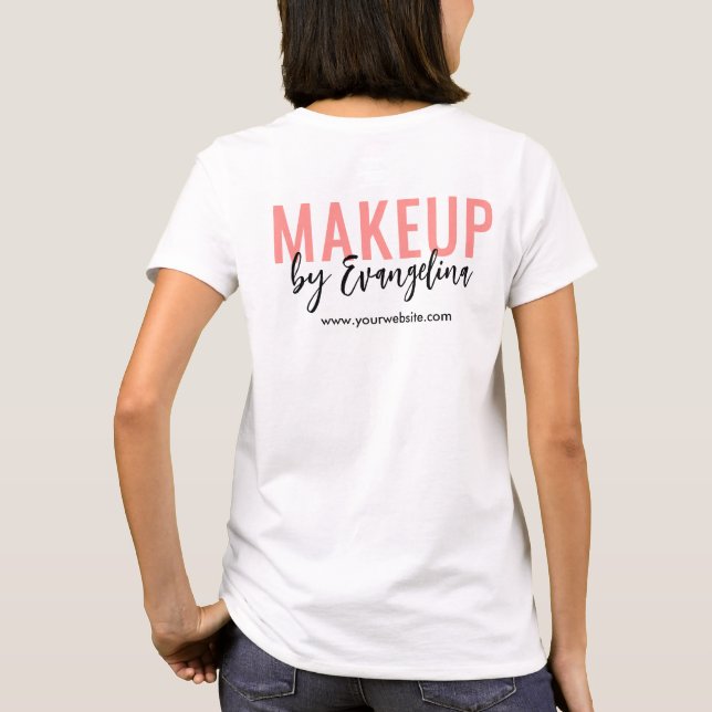 T-shirt Blush Pink Black Script Logo Makeup Employee (Dos)