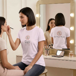 T-shirt Blush Pink Script Logo Makeup Staff