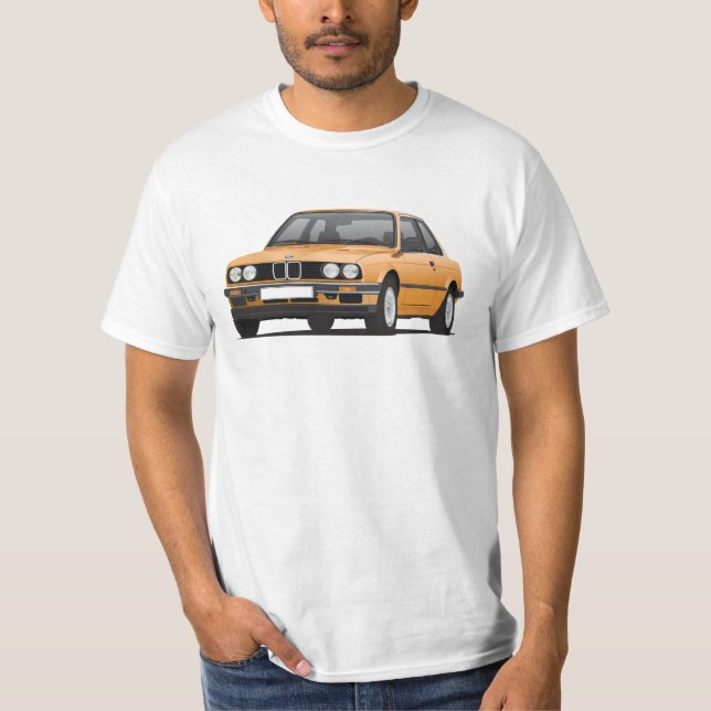 T-shirt BMW E30 (3-series), illustration, orange (Devant)