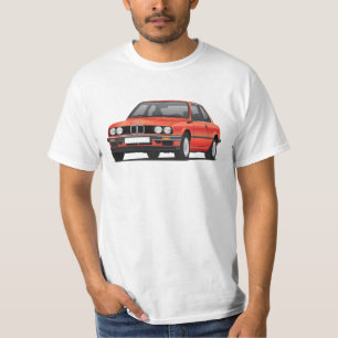 T-shirt BMW E30 (3-series), rouge métallique, illustratio