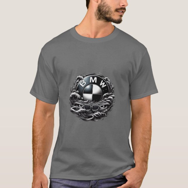 T-shirt BMW gris Homme - Aggressive Smoke Art Car (Devant)