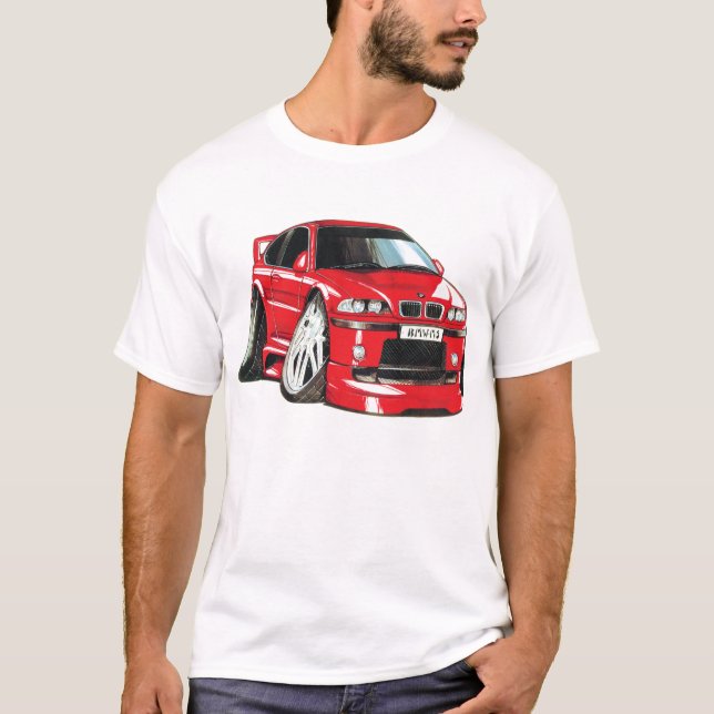 T-shirt BMW M3 rouge E36 caricature automobile (Devant)