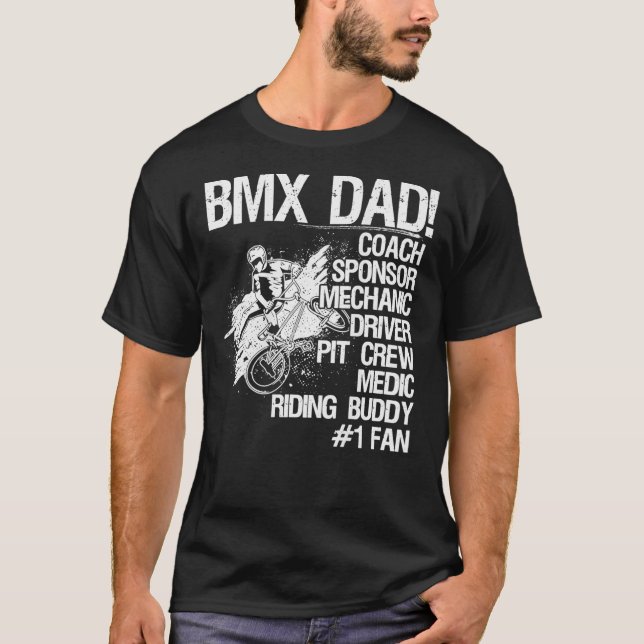 T-shirt Bmx Dad Coach Sponsor Mechanic Driver (on back)  C (Devant)