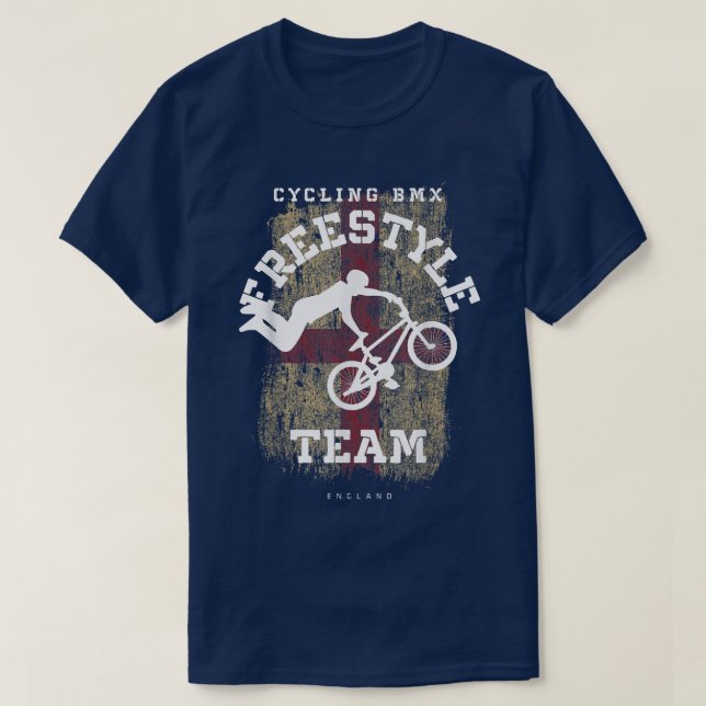 T-shirt BMX Freestyle Vélo Angleterre Drapeau Vélo BMX (Design devant)
