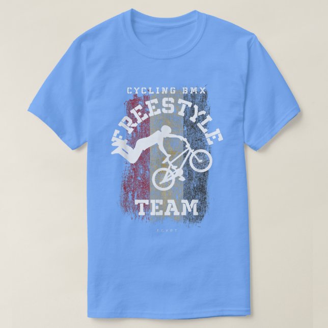 T-shirt BMX Freestyle Vélo Egypte Drapeau Vélo BMX (Design devant)
