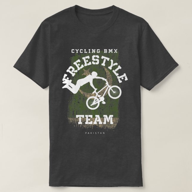 T-shirt BMX Freestyle Vélo Pakistan Drapeau Vélo BM (Design devant)