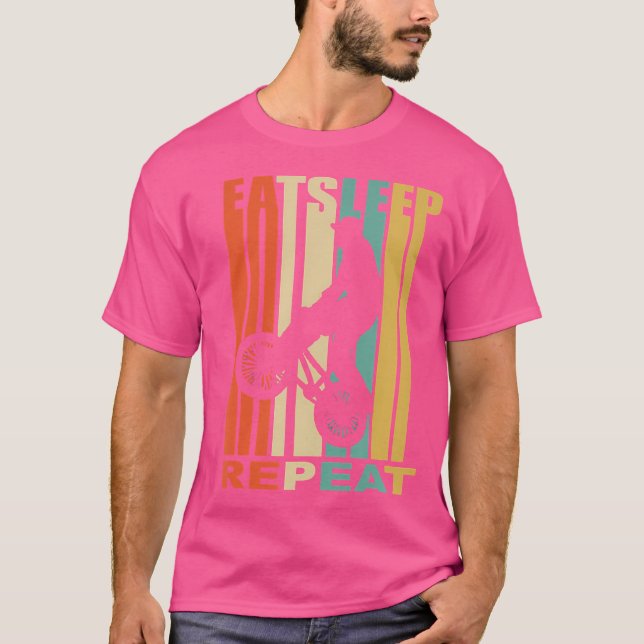 T-shirt Bmx Mange Sleep Bmx Wheelie Répéter Bmx (Devant)
