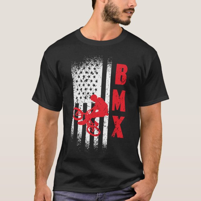 T-shirt BMX USA America Drapeau du cyclisme sur vélo (Devant)