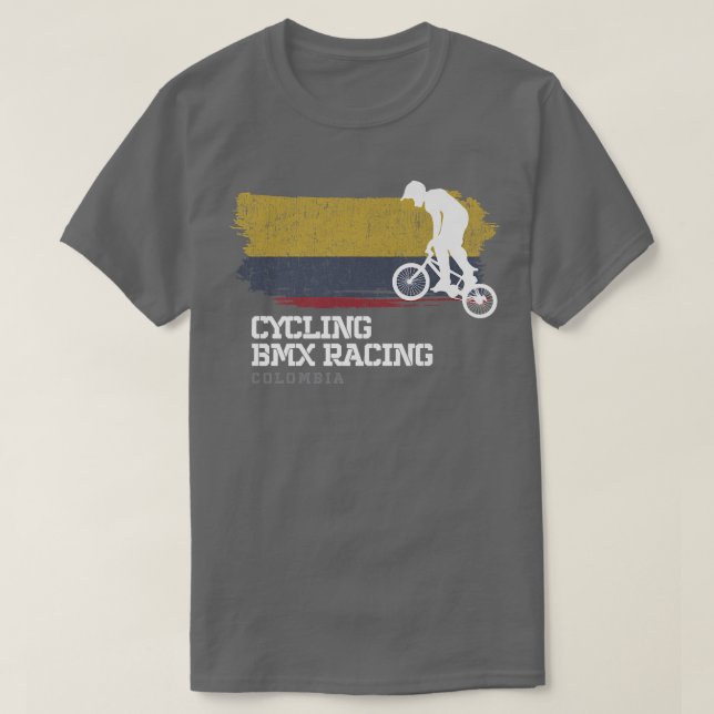 T-shirt BMX Vélo Colombie Drapeau Vélo Course à vélo BMX (Design devant)