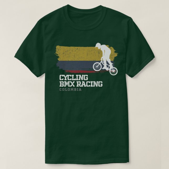 T-shirt BMX Vélo Colombie Drapeau Vélo Course à vélo BMX (Design devant)